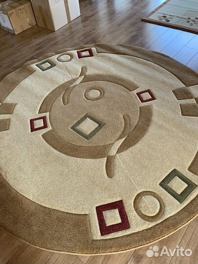 Ковер круглый шерстяной толстый