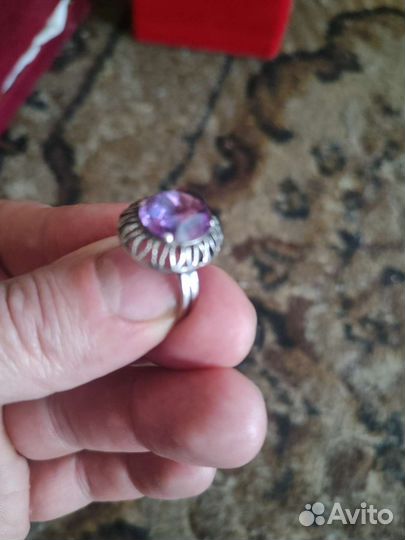 Серебряное кольцо и серьги СССР875 александрит