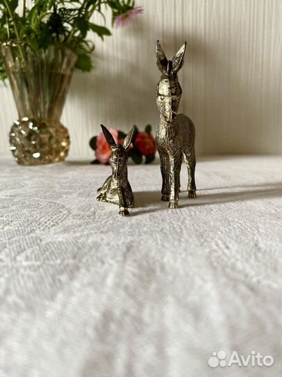 Винтажные статуэтки ослики, серебрение