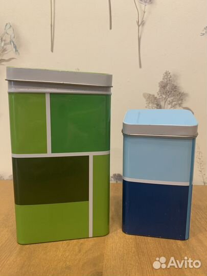 Две Жестяные банки для сыпучих продуктов Икея