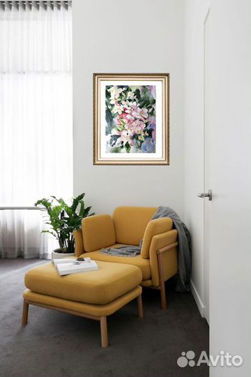 Картина Цветы Сакура Цветущая Ветка Акварелью