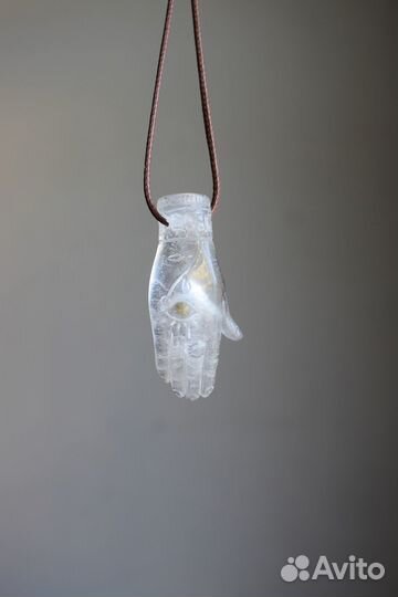 Кулон винтажный прозрачный хамса, ладонь с глазом