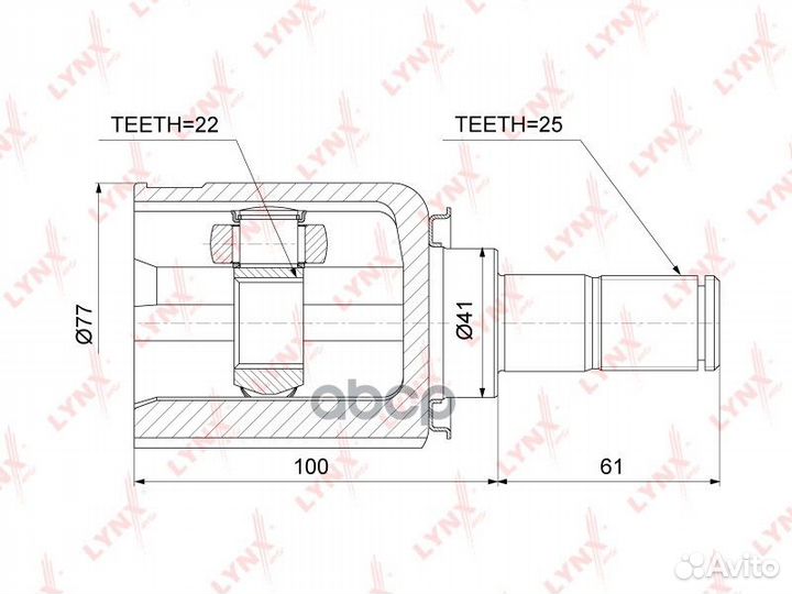 Шрус внутренний перед прав/лев CI3743 lynxauto
