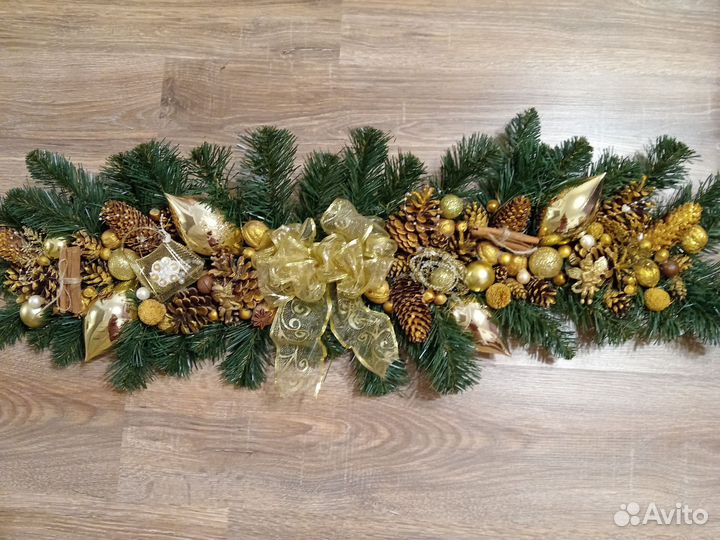 Новогодняя гирлянда 90 см, венок на дверь