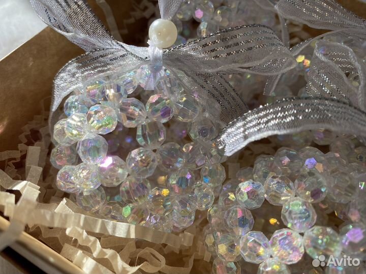 Новогодние шары из бусин ручной работы