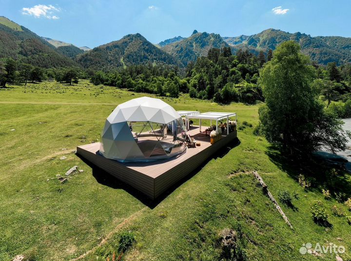 Купольный шатер для глэмпинга диаметр 6 м