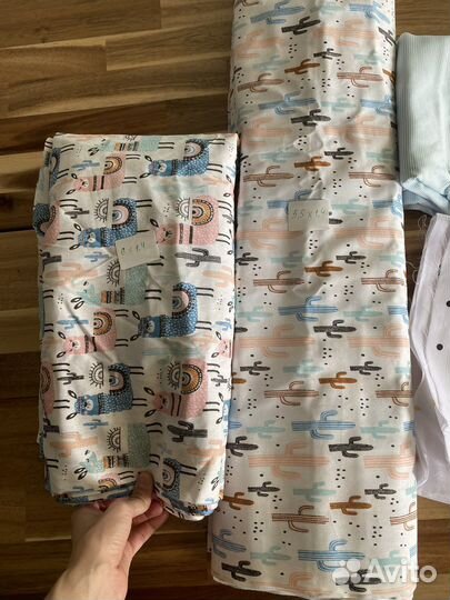 Ткань хлопок детский ламы кактусы совушки