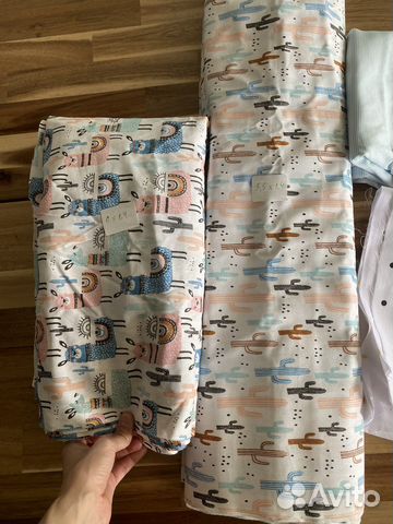 Ткань хлопок детский ламы кактусы совушки