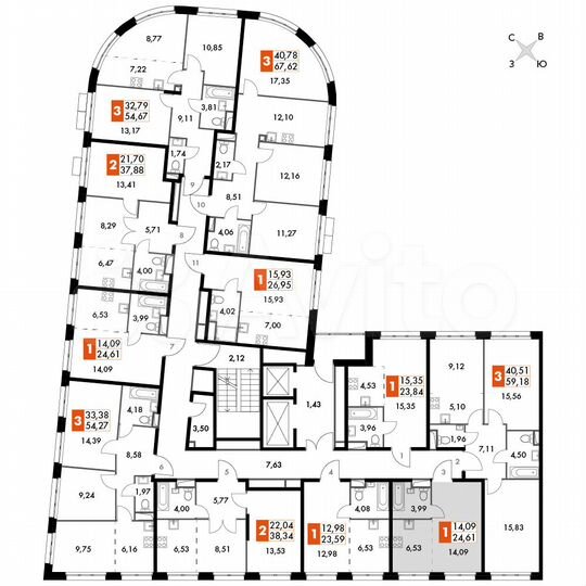 1-к. апартаменты, 24,6 м², 15/15 эт.
