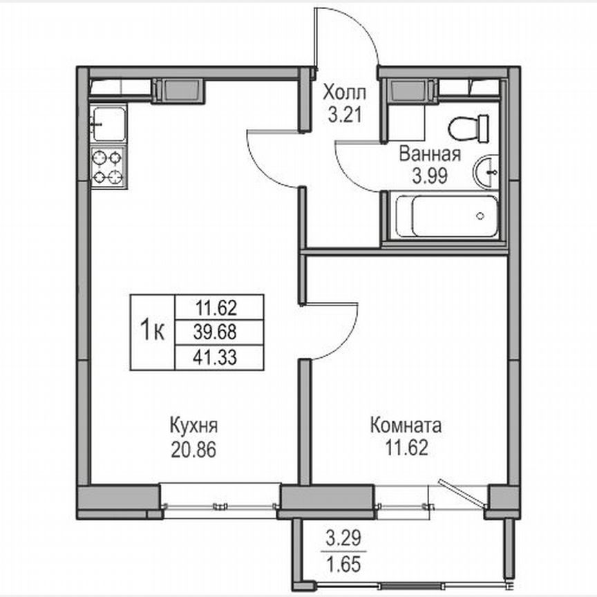 1-к. квартира, 41,3 м², 17/23 эт.