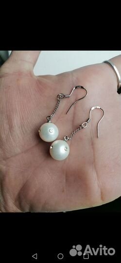 Серьги жемчуг серебро