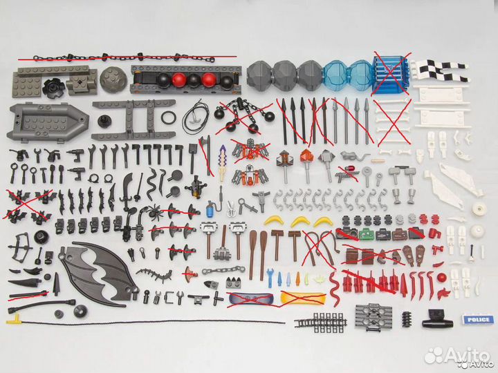 Аксессуары, оружие, тайлы и детали lego