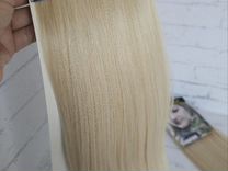 Натуральные волосы на заколках блонд
