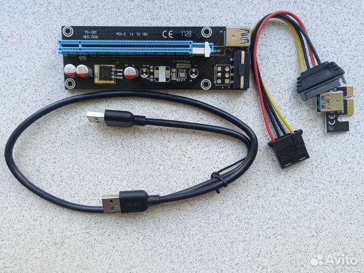 USB Riser card PCI-E x1 Male to PCI-E x16