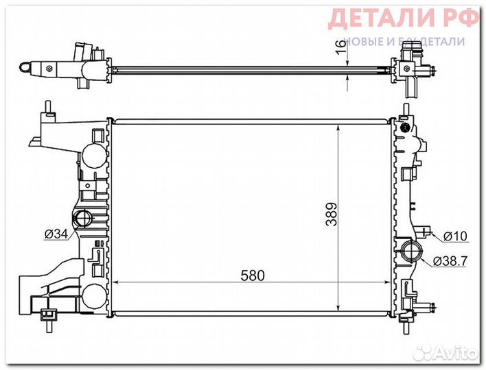 Радиатор Chevrolet Cruze 09-18 / Daewoo Lacetti 08-11 / Opel Astra 09-15 / Zafira 11-16 / Chevrolet