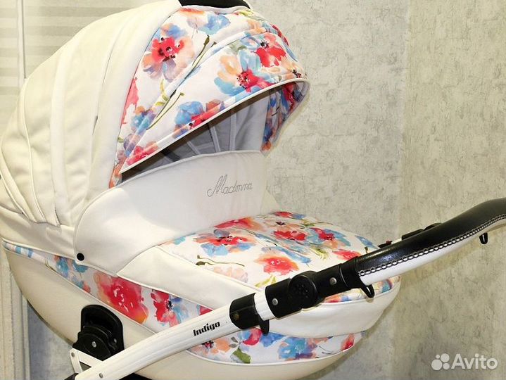 Коляска индиго 2 в 1 цветы