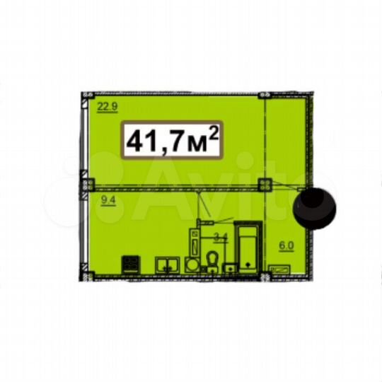 1-к. квартира, 41,7 м², 2/4 эт.