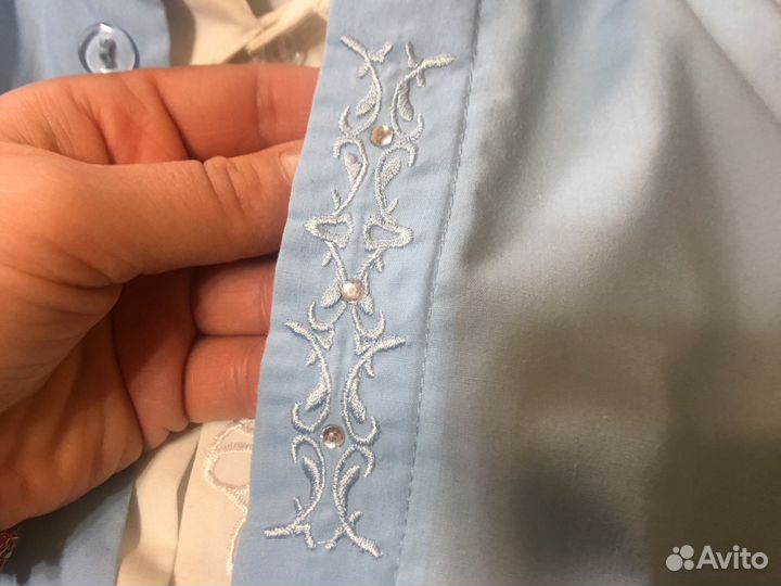 Рубашка на мальчика 3года белая/ голубая