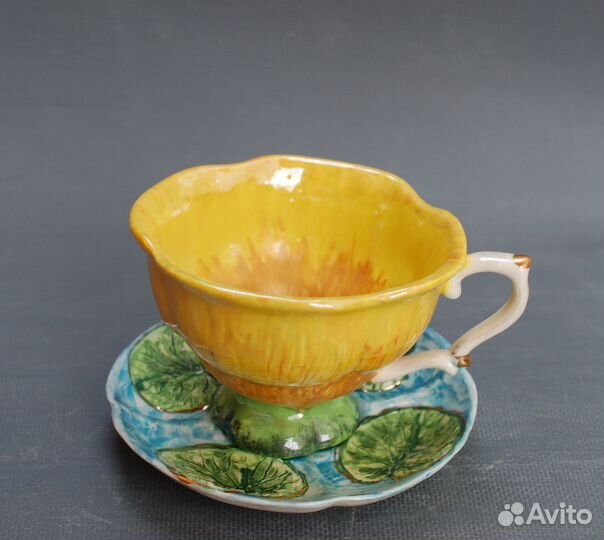 Чашка с блюдцем.фарфор.Чашка с фигуркой.Handmade