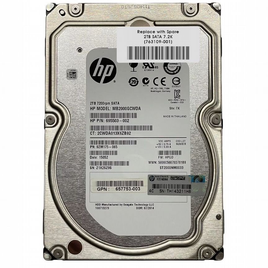 [763109-001] Жесткий Диск Hp 2tb Sata3 3.5" Hdd 763109-001