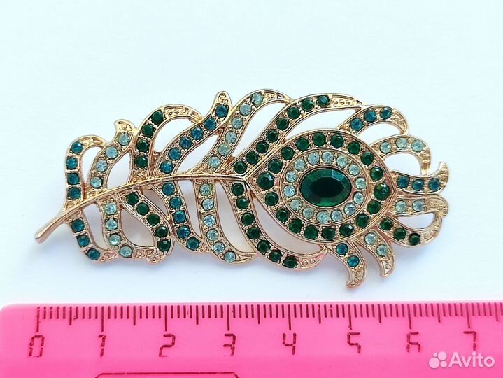 Брошь Перо павлина