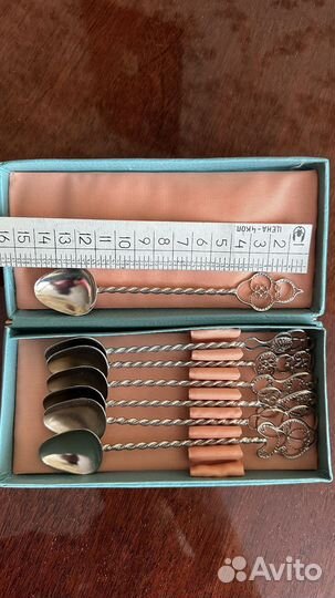 Ложки десертные, винтаж,техника скань, СССР, 7 шт