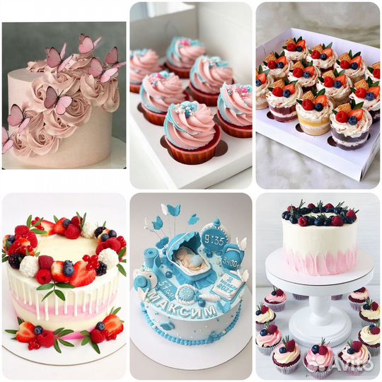 Торт, свадебные, капкейки, трайфлы, пасха, куличи