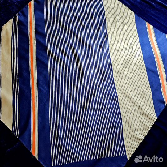 Винтажный шелковый платок сине-белый 1970е годы