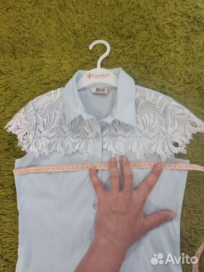 Рубашка голубая 134-140