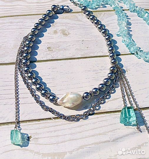 Чокер из натуральных камней гематит