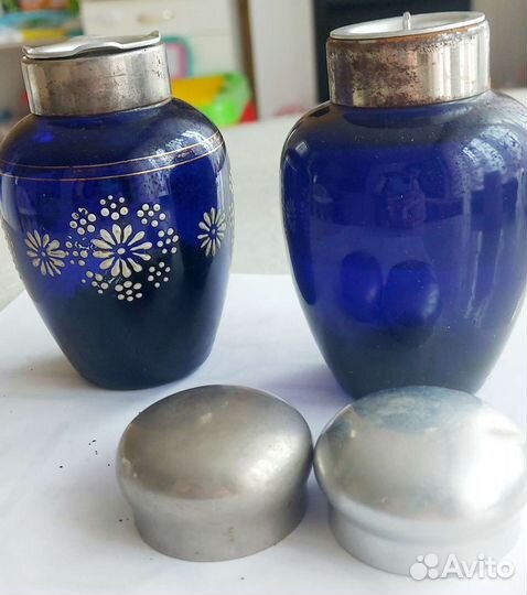 Чайница стекло кобальтовая