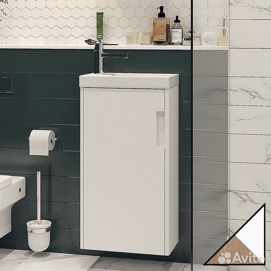 Тумба с раковиной Velvex Klaufs 40.1D белая, шатан