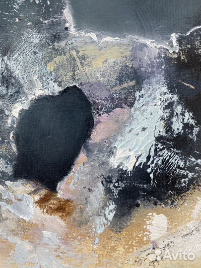 Картина маслом синяя абстракция море пейзаж