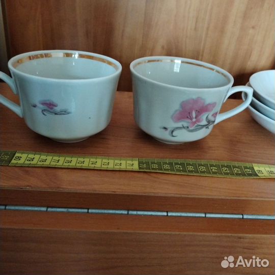 Чайница майолика, Лфз 6 чашек с блюдцами
