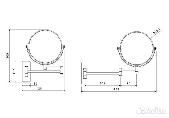Зеркало косметическое Aquatek AQ4911MB черный, 5х увеличение