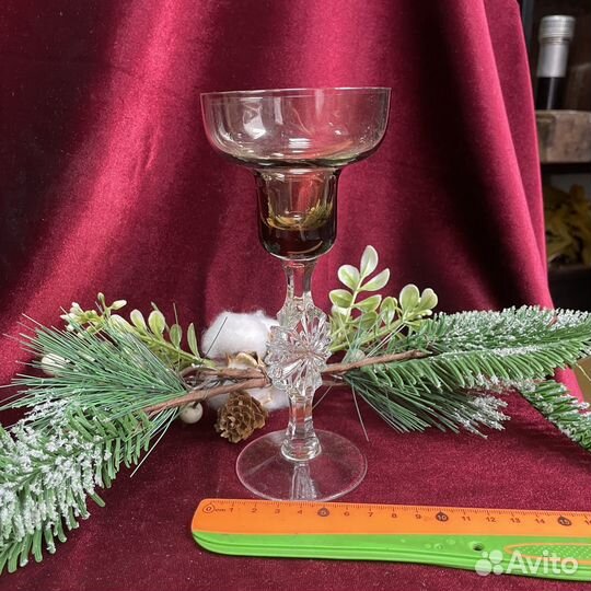 Подсвечник настольный винтажный цветное стекло