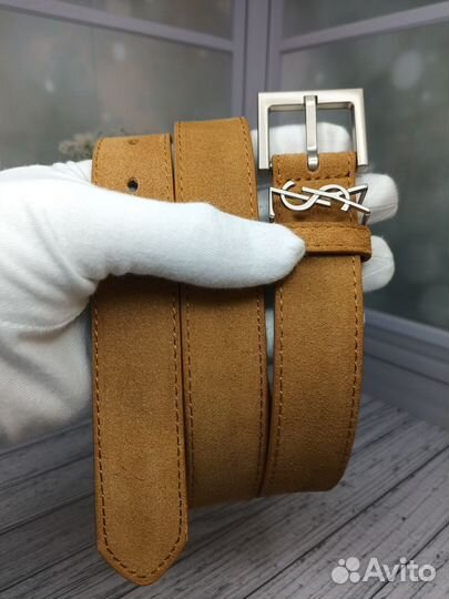 Ремень Ysl женский натуральная замша-кожа люкс