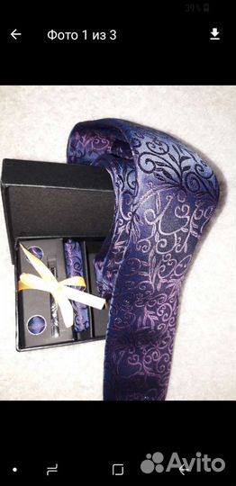 Набор галстук запонки платок зажим