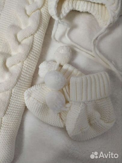 Плед детский вязаный и комплект на выписку