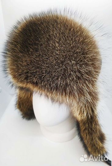 Ушанка-пилот натуральная кожа и енот