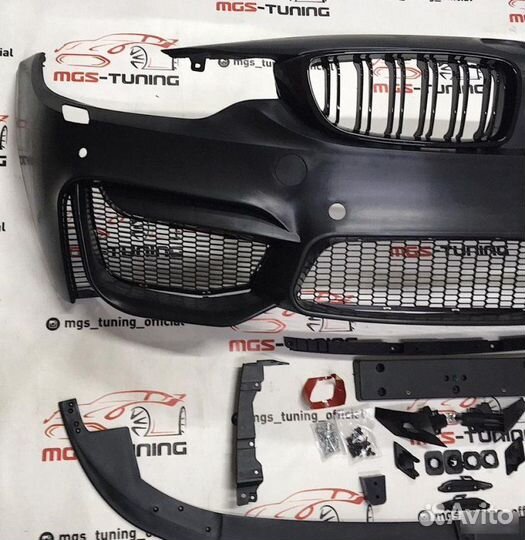 Бампер передний BMW f30 М3 Look + черные ноздри