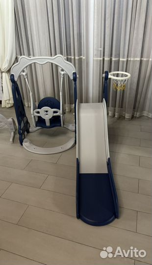 Горка с качелями баскет-м кольцом