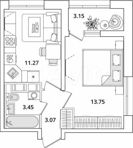 1-к. квартира, 33,1 м², 18/23 эт.
