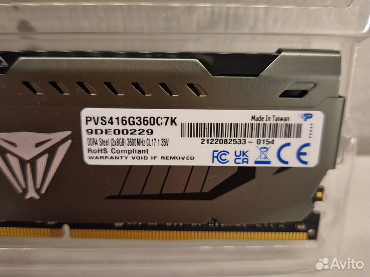 2x8гб 3600Мгц Patriot DDR4 Оперативная память