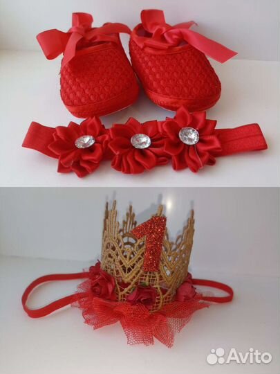 Пинетки и повязка на годик