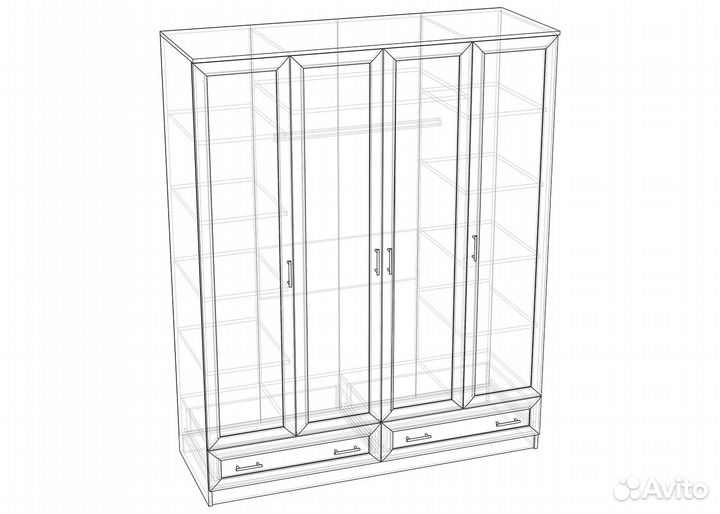 Шкаф четырехстворчатый 