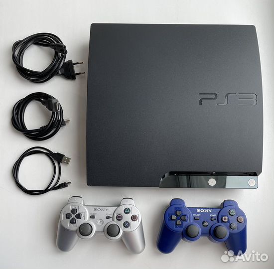 PS3 Slim прошитая / 2 джоя / 30 игр + магазин игр