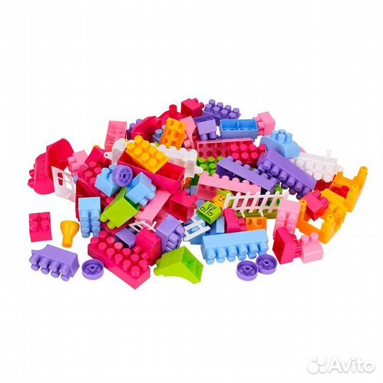 Конструктор из 90 деталей в розовых цветах в пакет