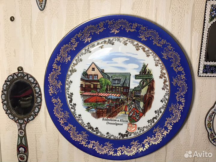 Тарелка золото 24 карата винтаж