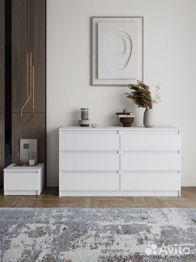 Комод с ящиками мори мк 1380.6, Белый